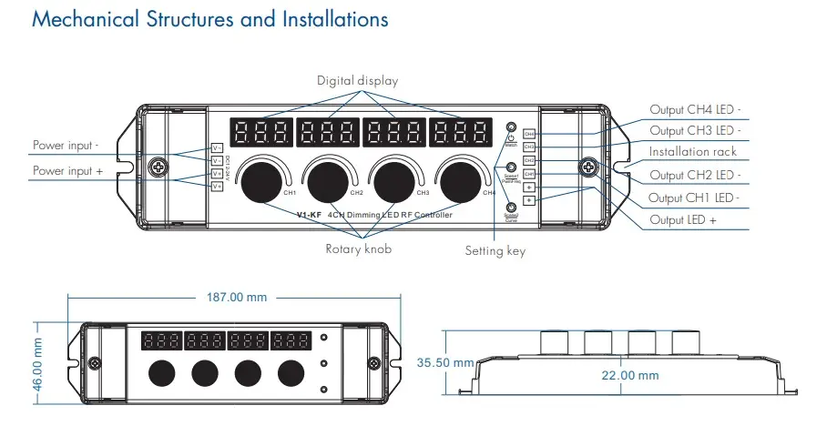 LED-контролер DEYA 12-24VDC, 4A*4CH(V1-KF)