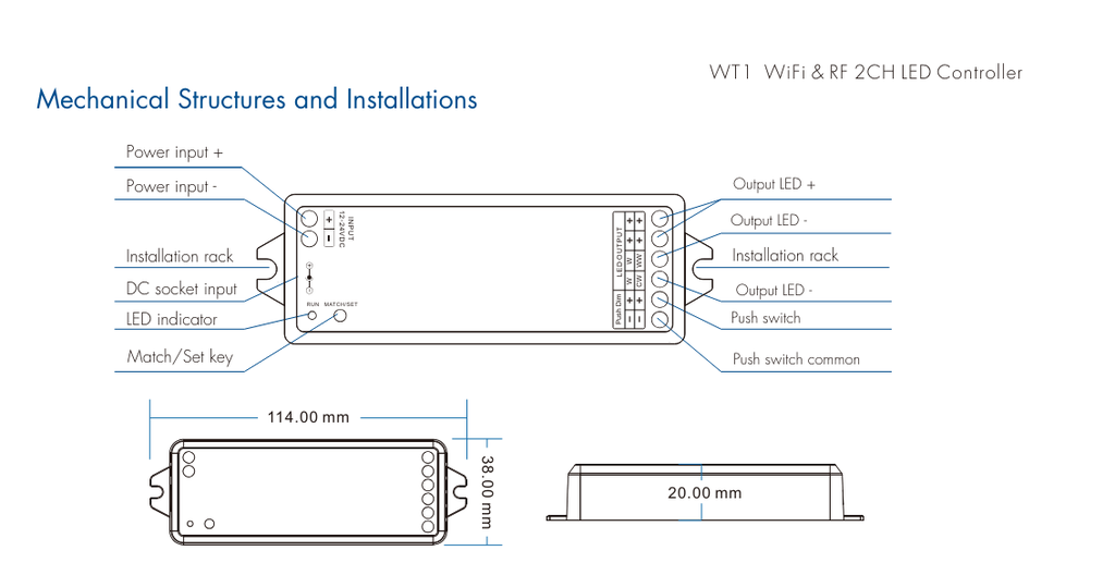 LED-контролер DEYA 12-36VDC, 5A*2CH(WT1)