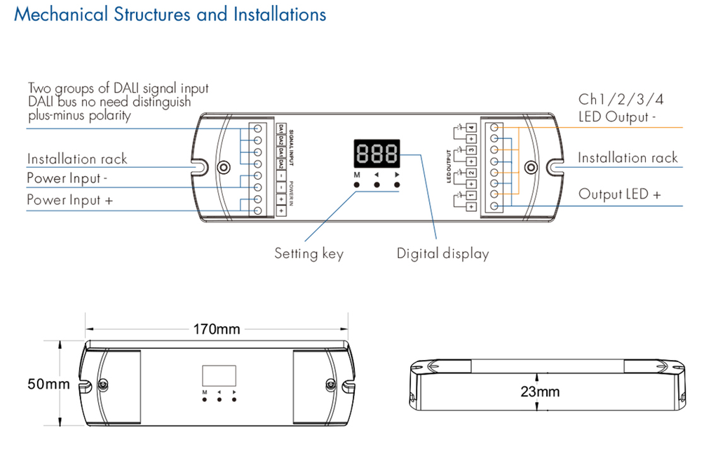 LED-контролер DEYA 12-48VDC, 5A*4CH, DALI (DA4-L)
