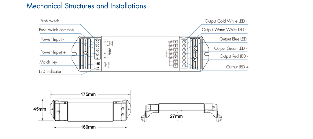 LED-контролер DEYA 12-48VDC, 5A*5CH, PUSH-DIM (V5)