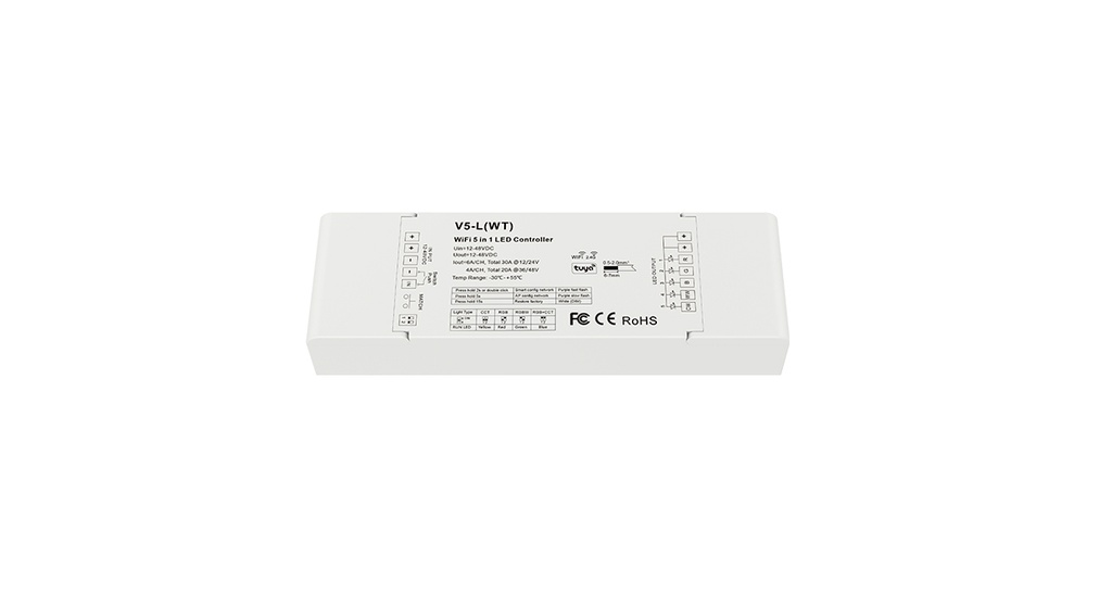 LED-контролер DEYA 12-48VDC, 6A*5CH, PUSH-DIM (V5-L(WT))