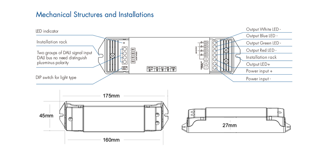 LED-контролерDEYA DALI DT6/DT8 12-48VDC, 5A*4CH (DA4-M)