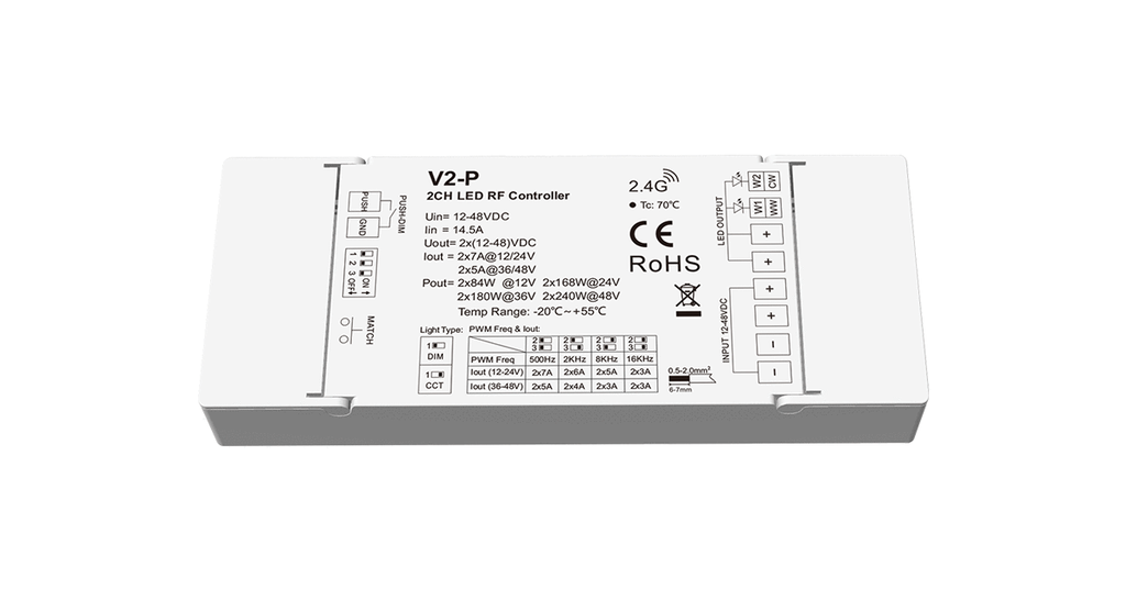 LED-контролер DEYA RF Single or Dual Color 12-48VDC, 7A*2CH (V2-P)