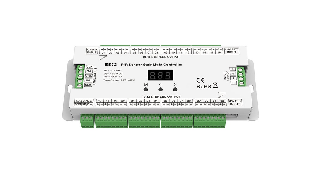 LED-контролер DEYA для сходів з датчиком PIR 5-24VDC, 1A*32CH (ES32)