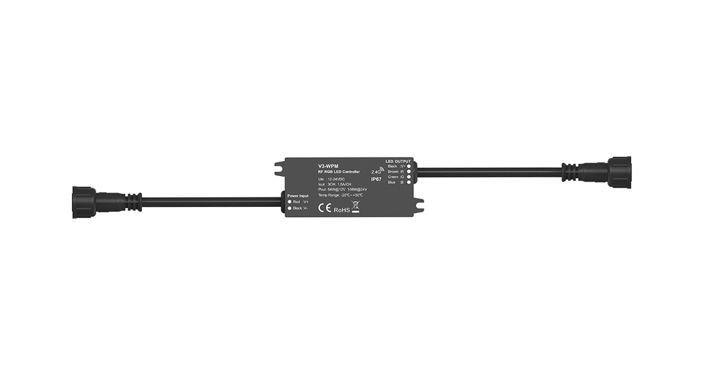 LED контроллер RGB DEYA 12-24VDC, 1.5A*3CH IP67 (V3-WPM)