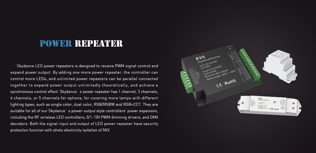 LED-повторювач DEYA 12-24VDC, 15A*1CH (EV1-S)
