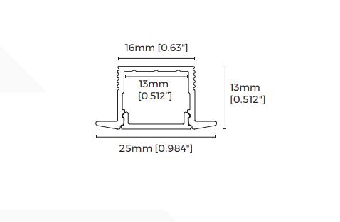 LED-профіль врізний, 2,5 метра (BE2513)