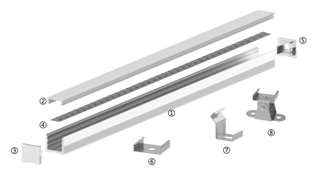 LED-профіль накладний, 2,5 метра (LS1613black)