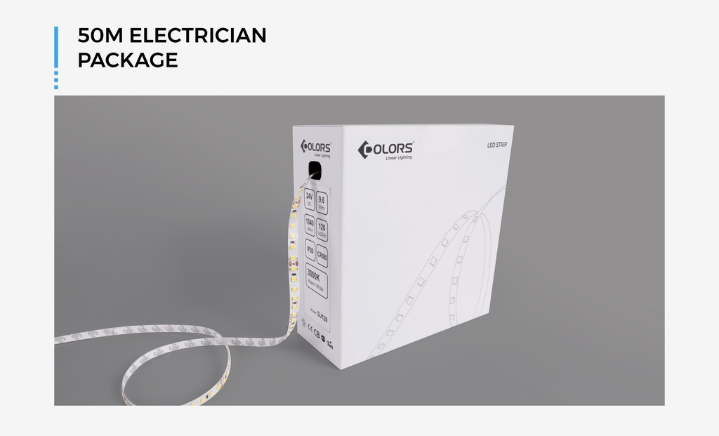 LED стрічка COLORS 120-2835-12V-IP20 8.8W 1040Lm 4000K 50м (DJ120-12V-8mm-NW_DP50)