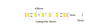 LED стрічка COLORS 120-2835-24V-IP20 8.4W 770Lm 3000K 5м (D8120-24V-5mm-WW)