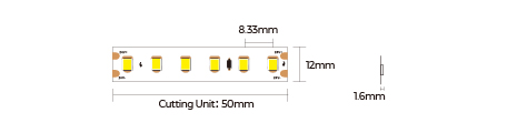 LED стрічка COLORS 120-2835-24V-IP20 8.7W 850Lm 3000K 20м (DS8120-24V-12mm-WW)