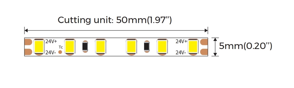 LED стрічка COLORS 120-2835-24V-IP20 9.6W 860Lm 3000K 5м (DJ120-24V-5mm-WW9)