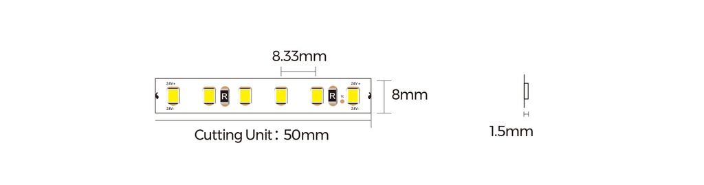 LED стрічка COLORS 120-2835-24V-IP55 8.8W 936Lm 3800K 5м (DJ120-24V-8mm-IP55-NW)
