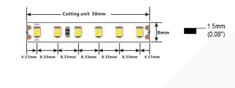 LED стрічка COLORS 120-2835-24V-IP65 8.4W 554Lm 1900K 5м (D8120-24V-8mm-IP65-GW)