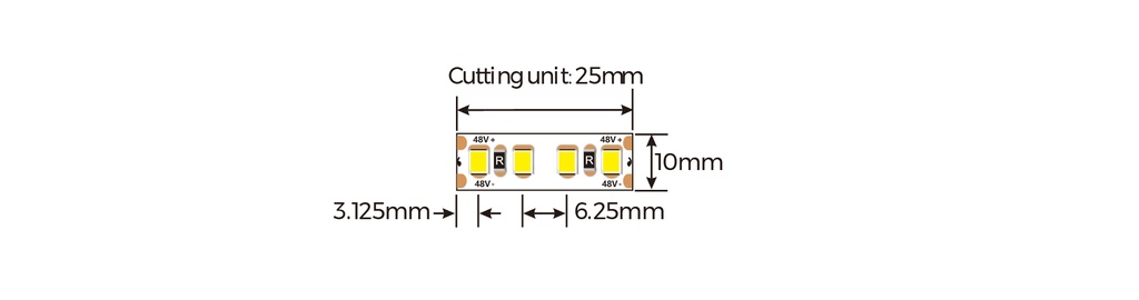 LED стрічка COLORS 120-2835-48V-IP20 12W 1350Lm 3000K 5м (D8160-48V-10mm-WW)
