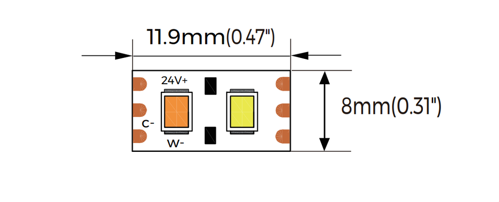 LED стрічка COLORS 168-2835-24V-IP20 18W 2200Lm 2300K+4000K 5м (C8168-24V-8mm-LWNW)