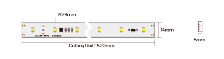 LED стрічка COLORS 52-2835-230V-IP65 5.3W 450Lm 2850K 50м (H852-230V-12mm-WW)