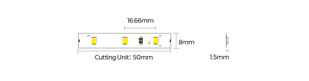 LED стрічка COLORS 60-2835-12V-IP20 4,4W 480Lm 3000K 50м (DJ60-12V-8mm-WW8_DP50)