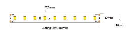LED стрічка COLORS 90-2835-24V-IP20 4,3W 885Lm 3000K 5м (D890-24V-10mm-WW)