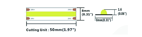 LED стрічка COLORS COB-24V-IP20 9.6W 808Lm 6500K 5м (DRF10-24V-8mm-W)