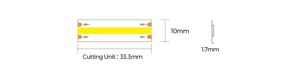 LED стрічка COLORS COB-48V-IP20 10W 1090Lm 3000K 5м (DF8-48V-10mm-V1-WW)
