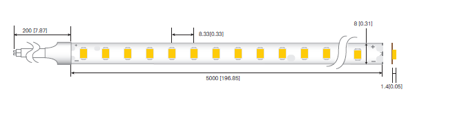 LED стрічка RISHANG 120-2835-12V-IP33 8,6W 810Lm 4000K 5м (RD08C0TA-B-NW)