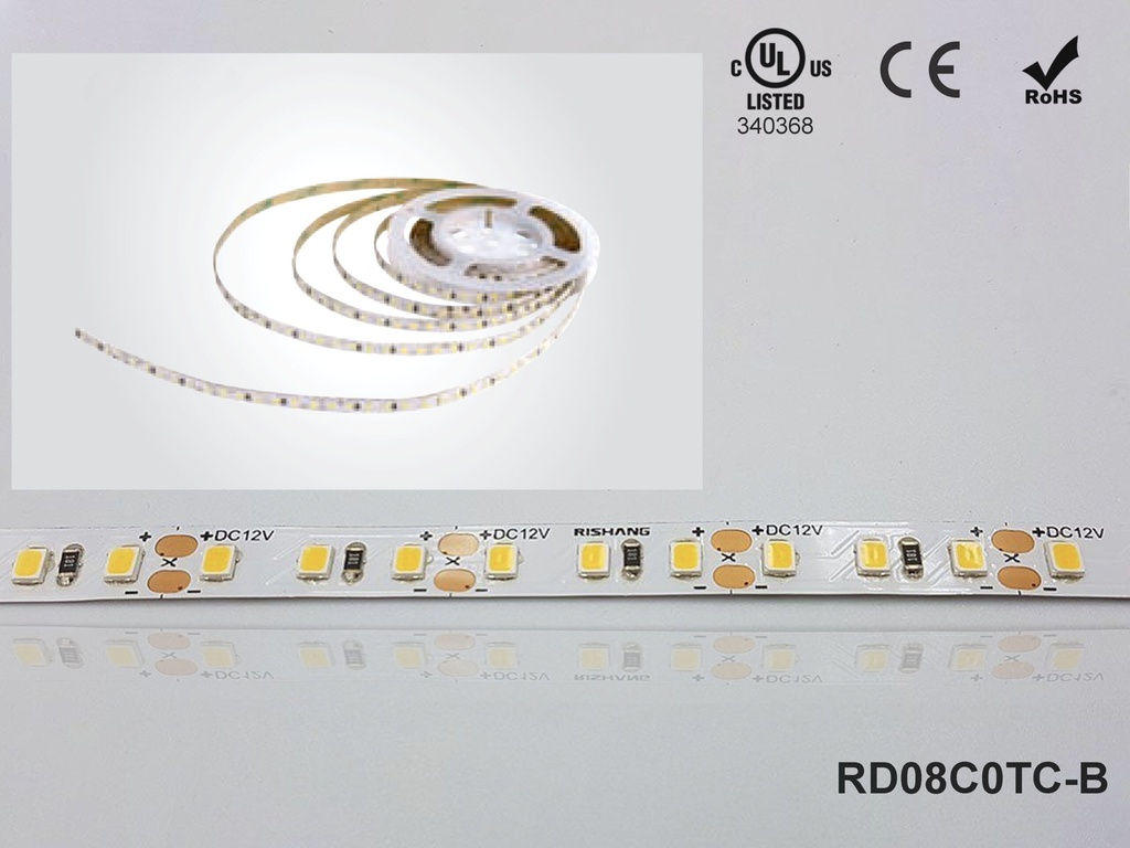 LED стрічка RISHANG 120-2835-24V-IP20 8.6W 745Lm 3000K 5м (RD08C0TC-B-WW)