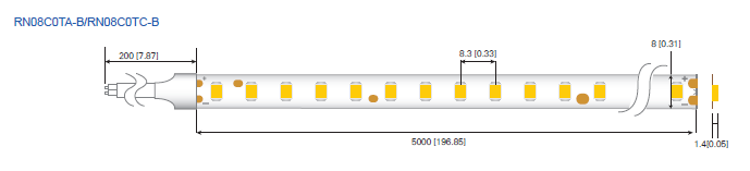 LED стрічка RISHANG 120-2835-24V-IP20 8,6W 818Lm 6500K 5м (RN08C0TC-B-W)