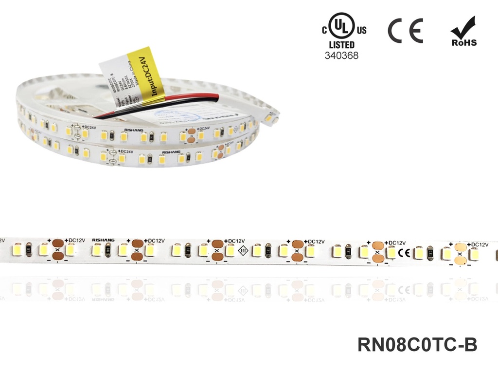 LED стрічка RISHANG 120-2835-24V-IP20 8,6W Yellow 5м (RN08C0TC-B-Y)