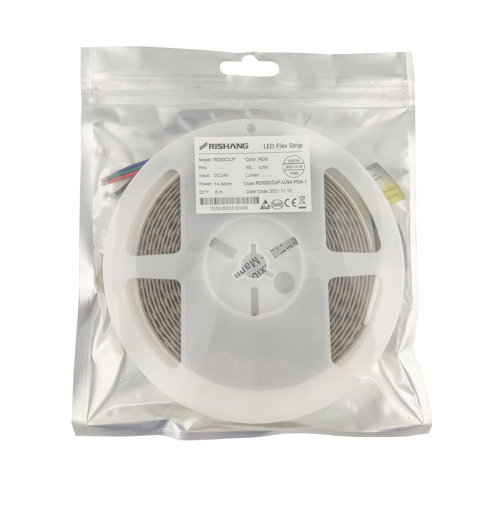 LED стрічка RISHANG 120-3838-24V-IP20 14.4W RGB 5м (RD00C0JP)