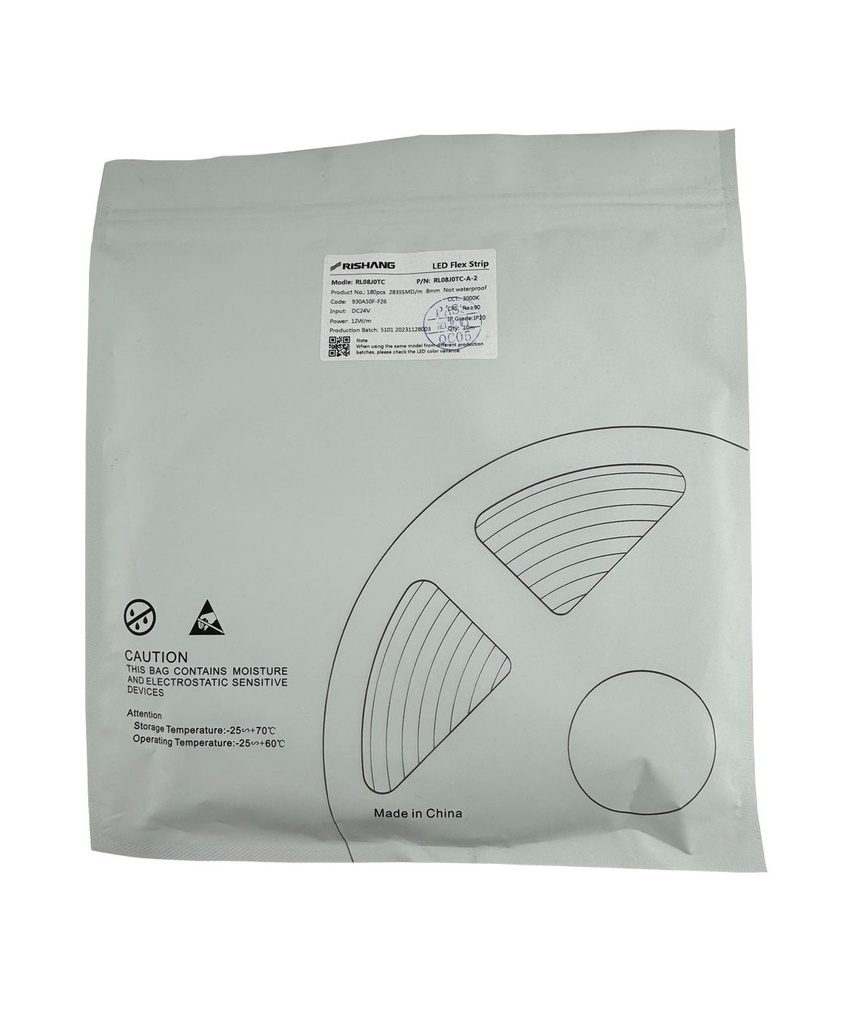 LED стрічка RISHANG 180-2835-24V-IP20 12W 1116Lm 4000K 10м (RL08J0TC-A-2-NW)