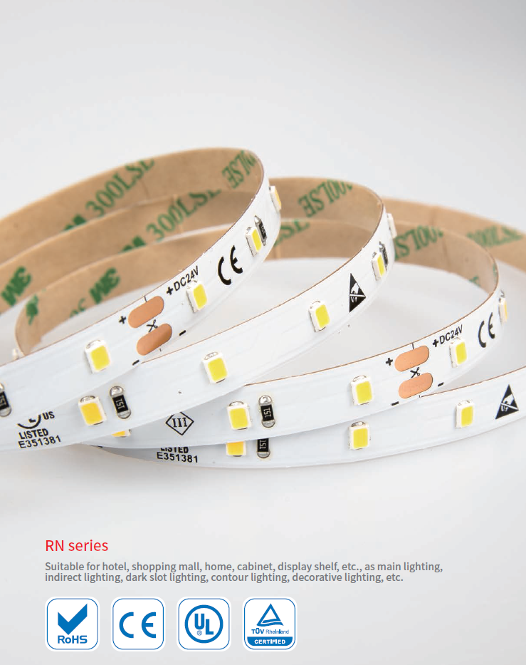 LED стрічка RISHANG 60-2835-12V-IP20 5,5W 463Lm 3000K 5м (RN0860TA-B-WW)