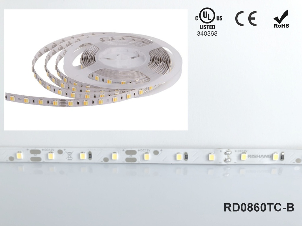 LED стрічка RISHANG 60-2835-24V-IP20 6W 550Lm 4000K 5м (RD0860TC-B-NW)