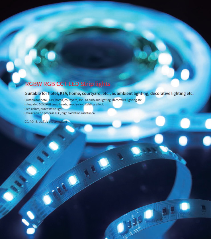 LED стрічка RISHANG 60-5050-24V-IP20 12.9/4.7W RGB + 3000K 5м (RD0260AC-A)