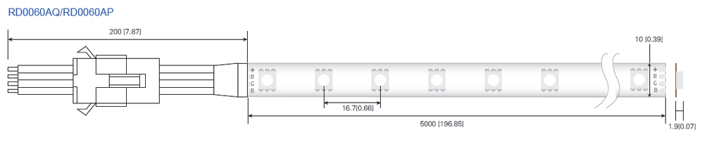 LED стрічка RISHANG 60-5050-24V-IP33 12.9W RGB 5м (RD0060AP)