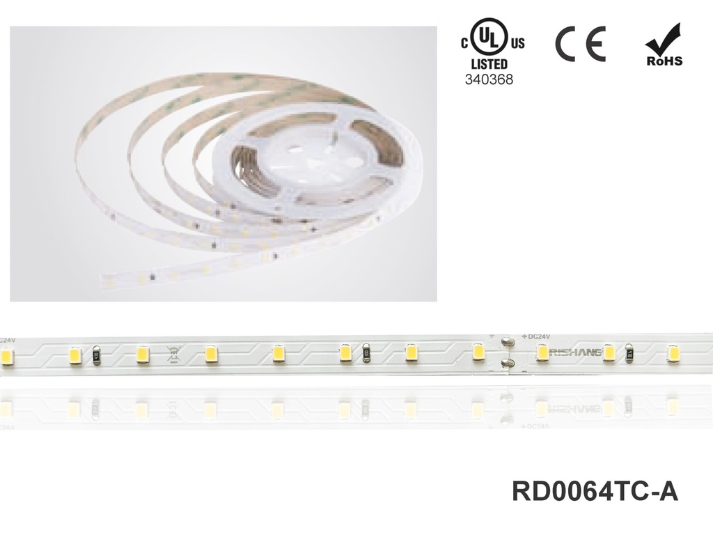 LED стрічка RISHANG 64-2835-24V-IP20 6W 930Lm 6000K 5м (RD0064TC-A-W)