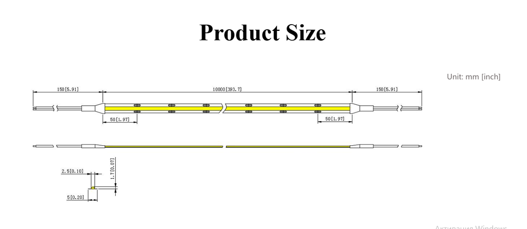 LED стрічка RISHANG COB-24V-IP20 6W 529Lm 3000K 5м (RM0512EC-A-L-WW)