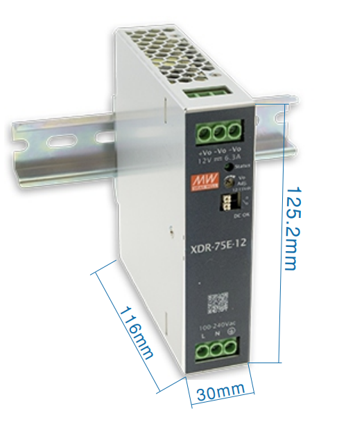 Блок живлення Mean Well на DIN-рейку 76.8W DC24V 3.2A (XDR-75E-24)