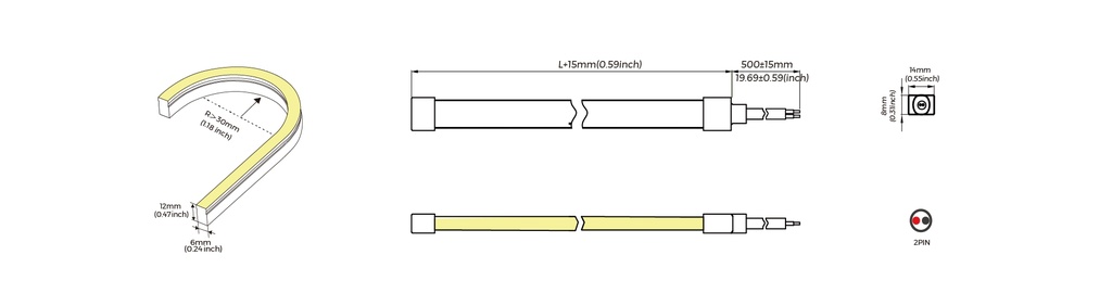 Гнучкий неон COLORS 24V IP65 8,8W 320Lm 2700K 5м (NJS0612-SW)