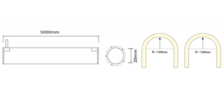 Гнучкий неон COLORS 48V IP65 14,4W 950Lm 3000K (NNR25-20M-WW)