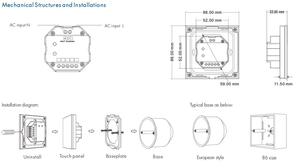 Панель LED димера DEYA ZigBee на 3 зони (TS3(WZS)-White)