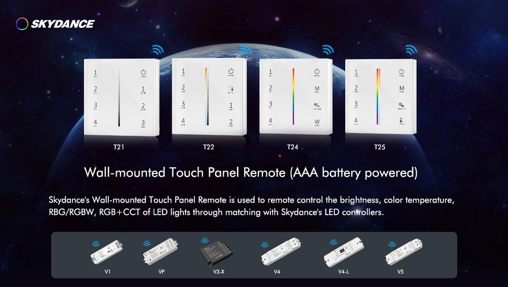 Панель LED димера DEYA на 4 зони T21(Black)