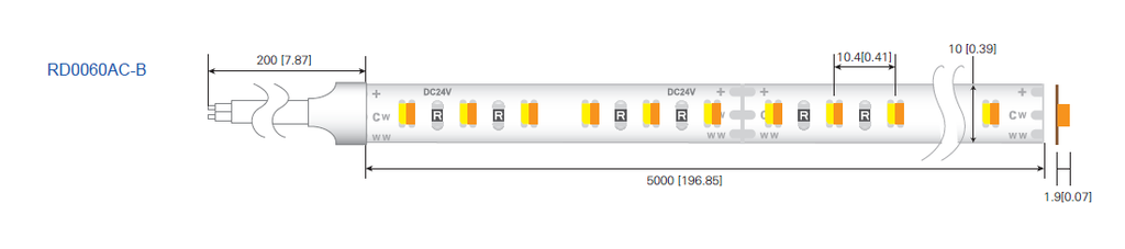 Світлодіодна стрічка RISHANG 60-5050-24V-IP20 10.8W 2700K/6500K 5м (RD0060AC-B-MW)