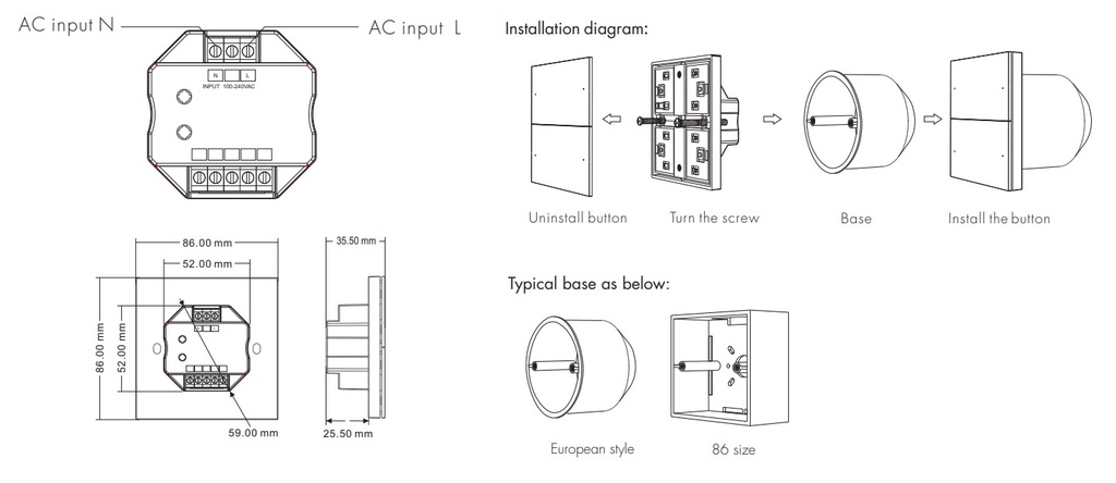 Сенсорна панель DEYA ZigBee на 1 зону (PK8(WZS)-Dark-grey)