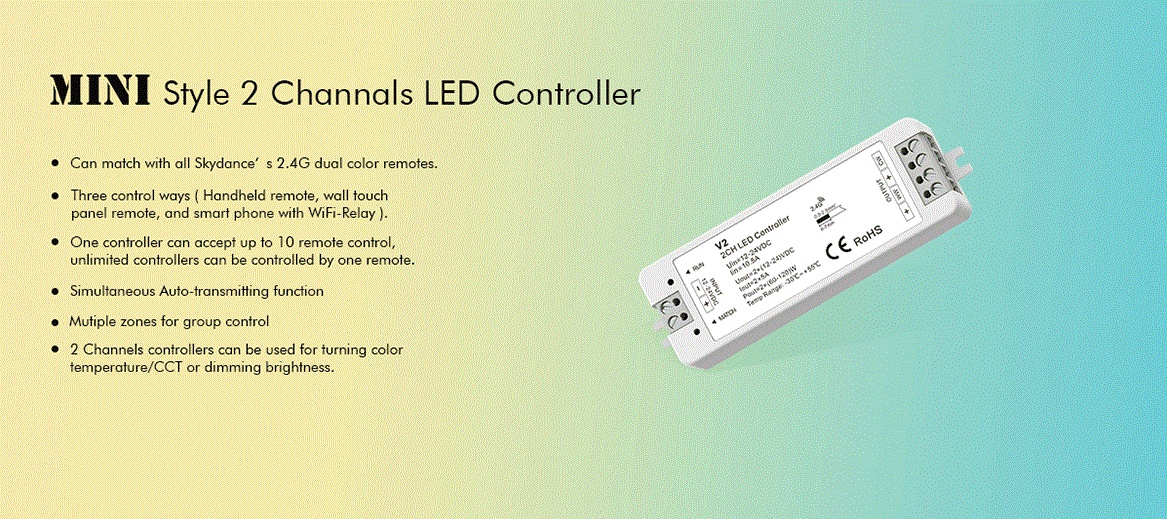 LED-контролер DEYA 12-24VDC, 5A*2CH (V2)