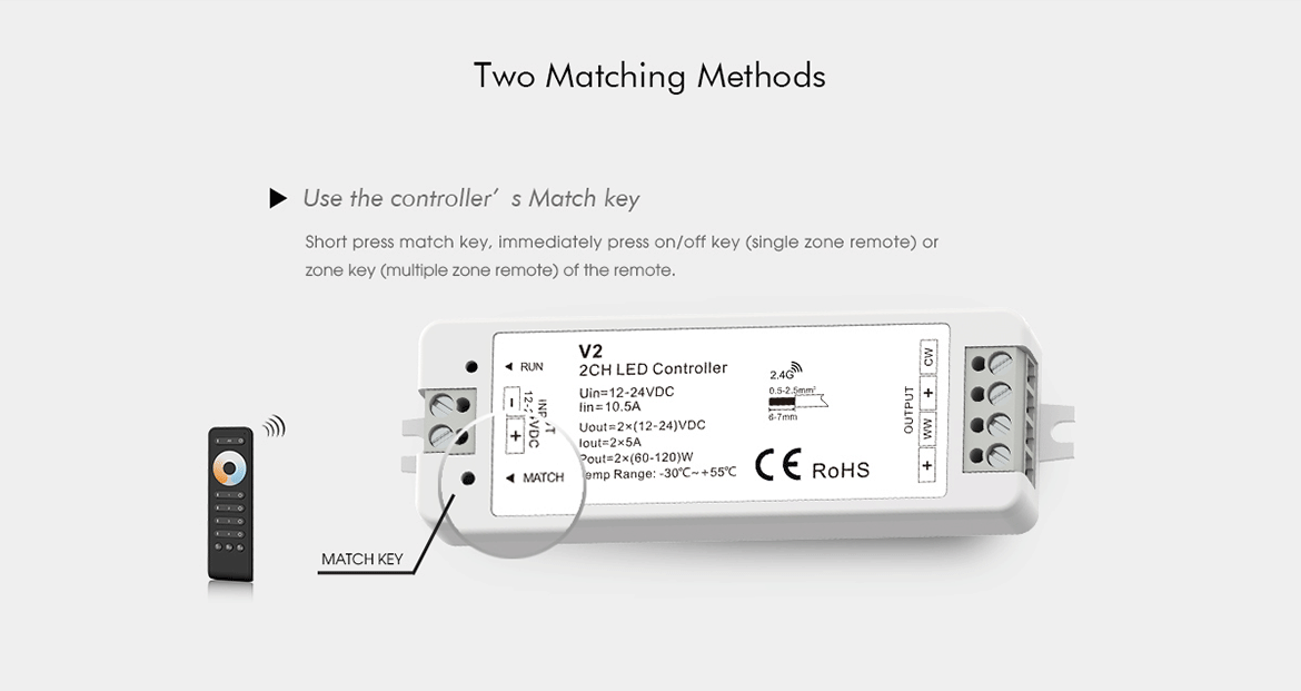 LED-контролер DEYA 12-24VDC, 5A*2CH (V2)