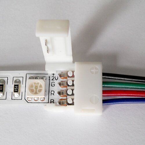 Конектор для свiтлодiодних стрiчок OEM SC-09-SWS-10-4 10mm RGB 2joints wire (дрiт-2 затискача)