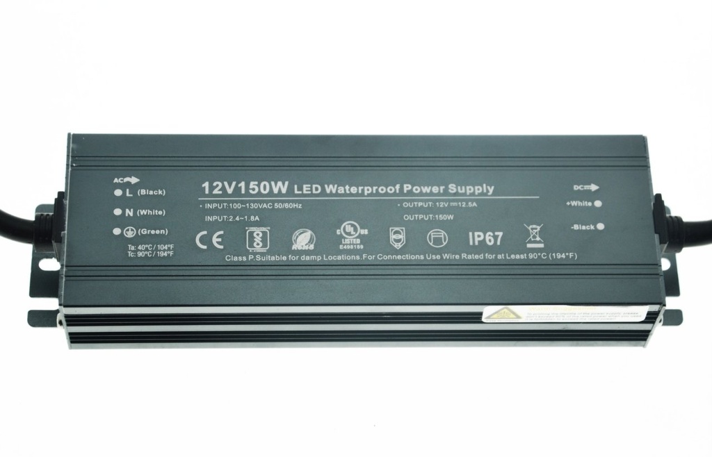 [8_4114] Блок живлення імпульсний PROLUM Slim 150W 12V (IP67, 12,5А) PRO