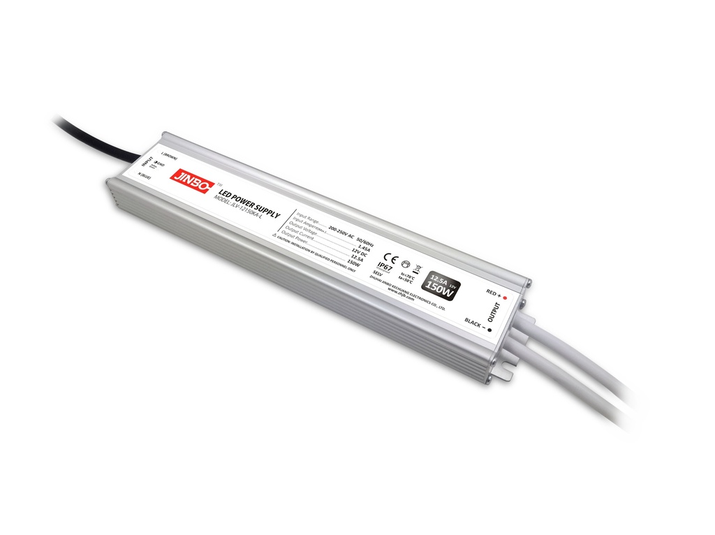Блок живлення імпульсний JINBO Slim 150W 12V (IP67, 12.5А) Series "JLV"