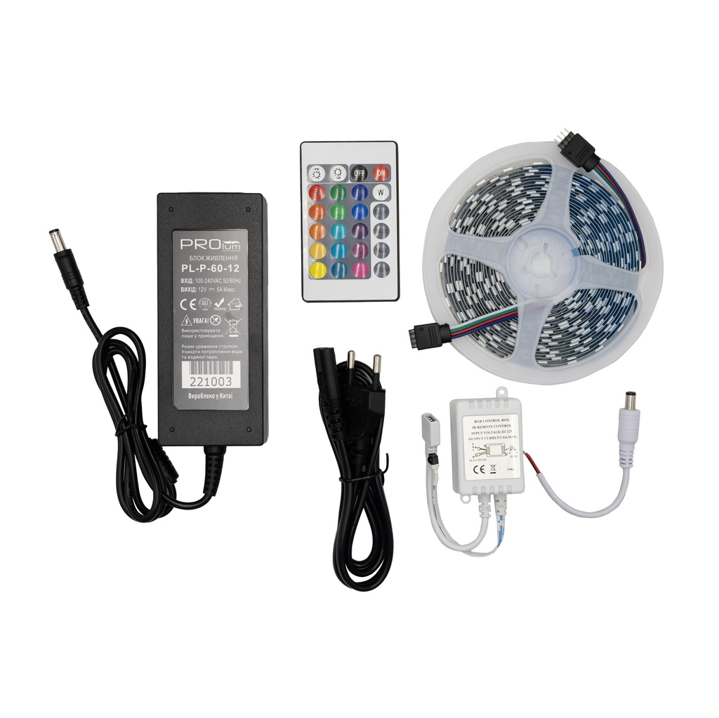 Готовий набір LED стрічка 5M PROLUM™ 12V; IP20; Series "K", RGB